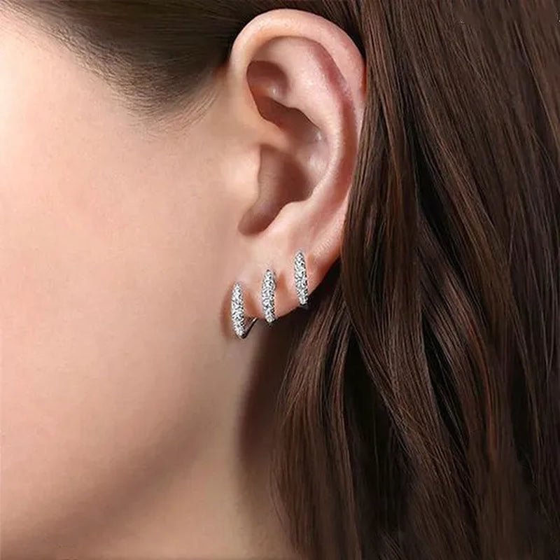 Exquisite and fashionable new Earrings 925 sterling silver diamond inlaid Advanced Design Earrings 18 K gold three - layer arc Earrings - WORLD TIME VISITS