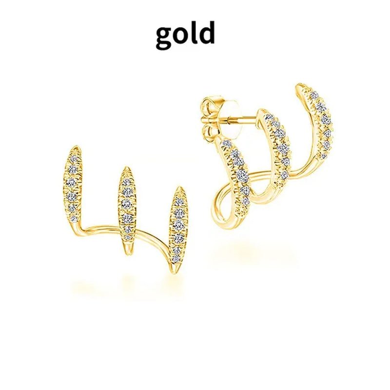Exquisite and fashionable new Earrings 925 sterling silver diamond inlaid Advanced Design Earrings 18 K gold three-layer arc Earrings