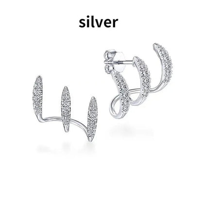 Exquisite and fashionable new Earrings 925 sterling silver diamond inlaid Advanced Design Earrings 18 K gold three-layer arc Earrings