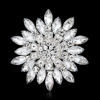 Exquisite Crystal Flower Corsage Bouquet Brooch Pin for Women Girls Rhinestone Floral Lapel Pins Clip Sweater Coat Scarves Dress Suit Badges Brooches Pins Fashion Jewelry Gifts Wedding
