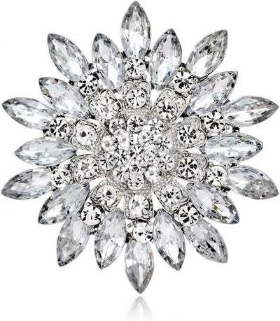 Exquisite Crystal Flower Corsage Bouquet Brooch Pin for Women Girls Rhinestone Floral Lapel Pins Clip Sweater Coat Scarves Dress Suit Badges Brooches Pins Fashion Jewelry Gifts Wedding - WORLD TIME VISITS