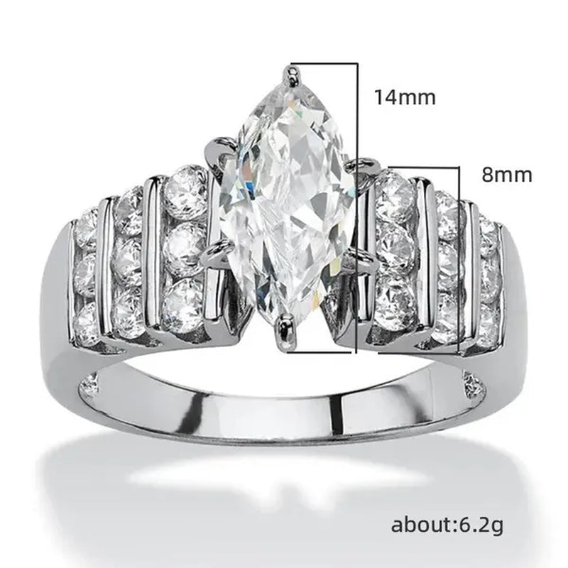 Exquisite Elegant Bridal Wedding Rings for Women Jewelry Micro Pave Diamond Claw Setting Marquise White Sapphire Rings