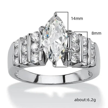 Exquisite Elegant Bridal Wedding Rings for Women Jewelry Micro Pave Diamond Claw Setting Marquise White Sapphire Rings