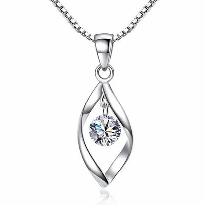 Exquisite Elegant Bridal Wedding Silver Plated Necklace for Women White Sapphire Teardrop Pendant Necklace - WORLD TIME VISITS