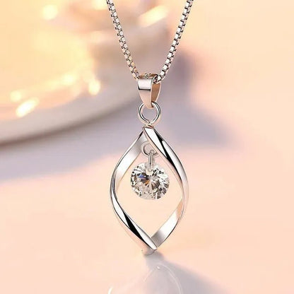 Exquisite Elegant Bridal Wedding Silver Plated Necklace for Women White Sapphire Teardrop Pendant Necklace