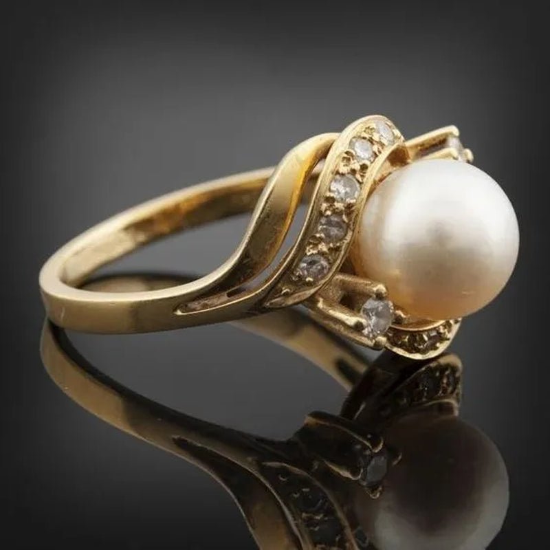 Exquisite Engagement Ring Wedding Band Charming Pearl Jewelry Casual Accessory Christmas Anniversary Gift Bridal Rings for Women Size 4 - 11 - WORLD TIME VISITS