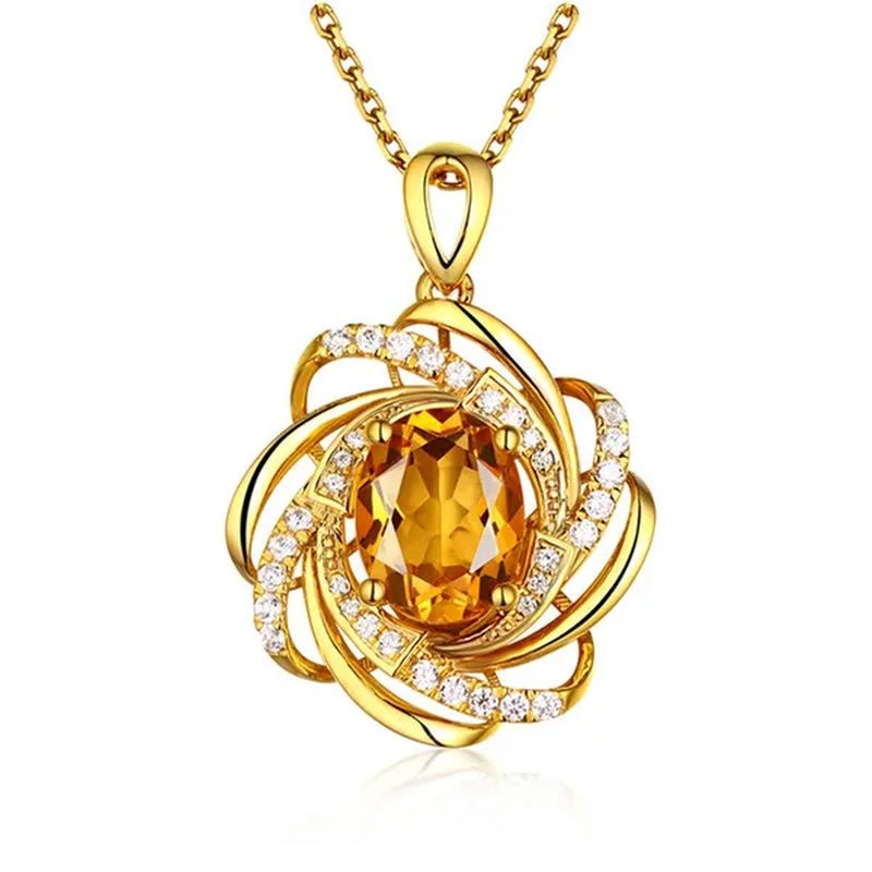 Exquisite Fashion Creativity Sapphire Flower Necklace Spiral Diamond Pattern Pendant Engagement Necklace Women's Diamond Jewelry Birthday Party Anniversary Gift