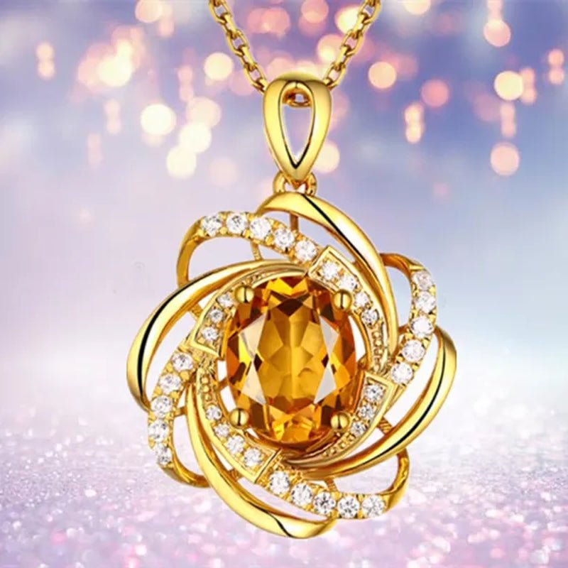 Exquisite Fashion Creativity Sapphire Flower Necklace Spiral Diamond Pattern Pendant Engagement Necklace Women's Diamond Jewelry Birthday Party Anniversary Gift - WORLD TIME VISITS