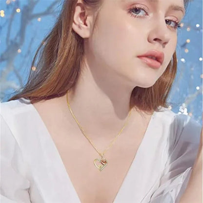 Exquisite Fashion Heart Rose Zircon Necklace Couple Heart Pendant Engagement Necklaces for Women Rose Jewelry Wedding Accessories Birthday Party Anniversary Gift