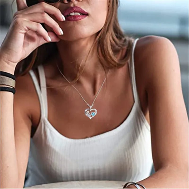 Exquisite Fashion Women Creative Heart Shaped Turtle Necklace Mother Child Turtle Sapphire Pendant Engagement Necklace Women Animal Jewelry Party Anniversary Gift
