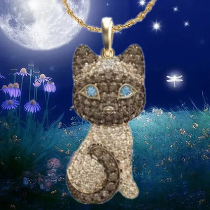 Exquisite Fashion Women's Diamond Animal Jewelry Accessories Gift  Necklace Lovely Cat Pendant European and American Women's Diamond Necklace Birthday Party Valentine's Day Anniversary Gift