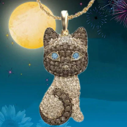 Exquisite Fashion Women's Diamond Animal Jewelry Accessories Gift  Necklace Lovely Cat Pendant European and American Women's Diamond Necklace Birthday Party Valentine's Day Anniversary Gift