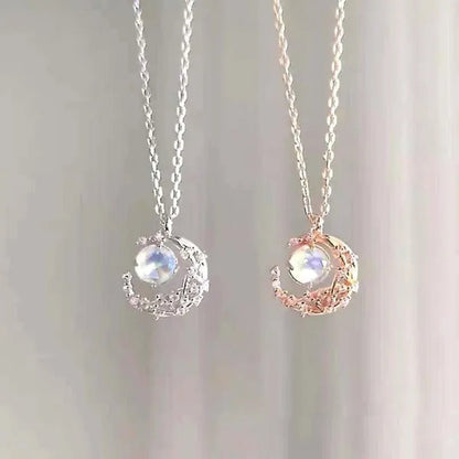 Exquisite Fashion Zircon Set Gem Moon Necklace Elegant Women's Pendant Necklace Fairy Necklace Exquisite Fashion Accessories Lover's Gift Necklace Anniversary Christmas Gift Jewelry