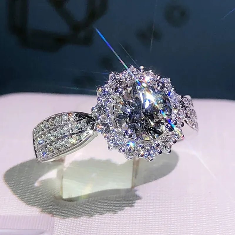 Exquisite Gorgeous 925 Sterling Silver Ring Round Cut Moissanite Diamond Bridal Engagement Wedding Band Rings Women's Birthday Proposal Party Jewelry Gift Size - WORLD TIME VISITS