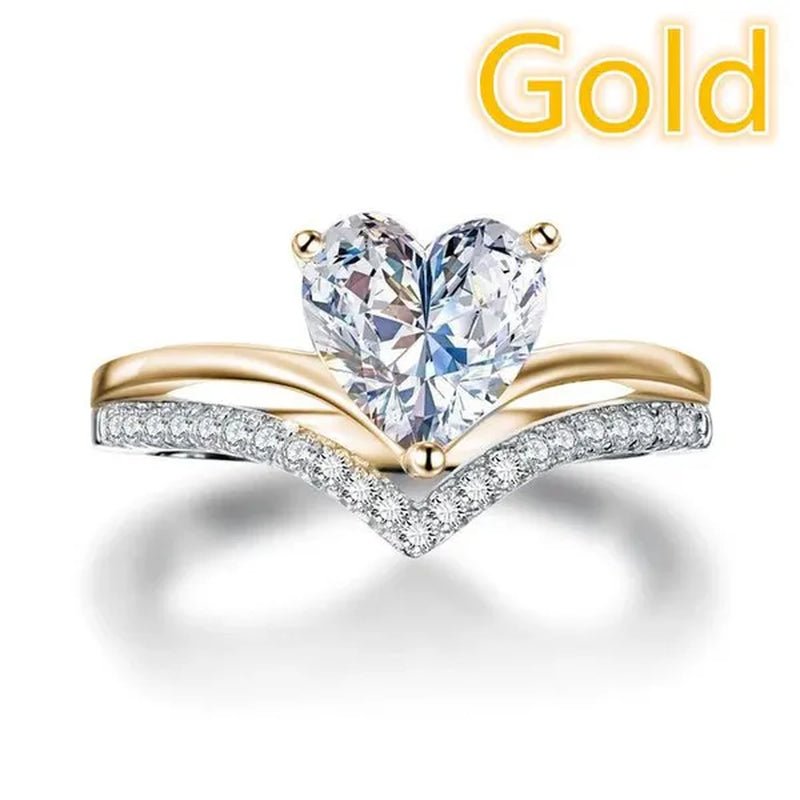 Exquisite Heart Rings for Women Fashion Engagement Wedding Party Crystal Zircon Ring Gifts