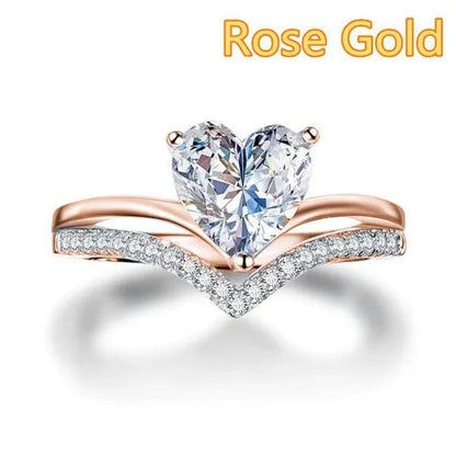 Exquisite Heart Rings for Women Fashion Engagement Wedding Party Crystal Zircon Ring Gifts