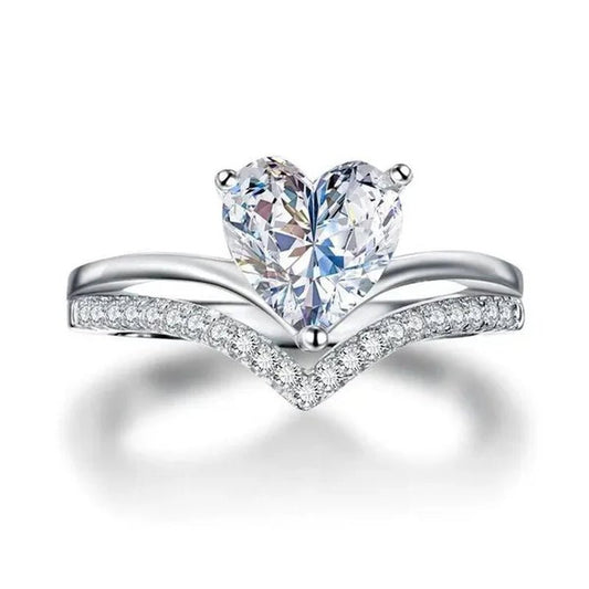 Exquisite Heart Rings for Women Fashion Engagement Wedding Party Crystal Zircon Ring Gifts - WORLD TIME VISITS