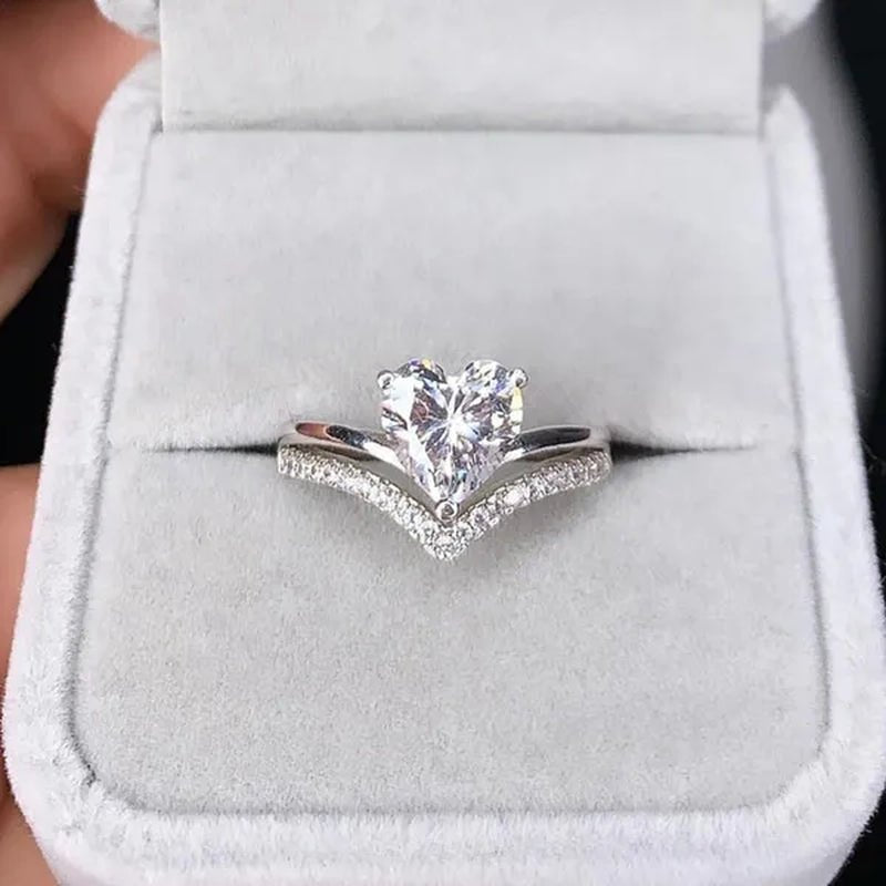 Exquisite Heart Rings for Women Fashion Engagement Wedding Party Crystal Zircon Ring Gifts - WORLD TIME VISITS