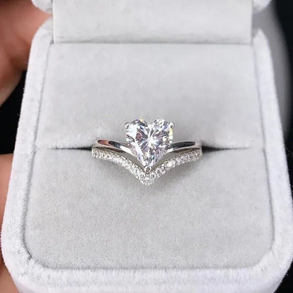 Exquisite Heart Rings for Women Fashion Engagement Wedding Party Crystal Zircon Ring Gifts - WORLD TIME VISITS
