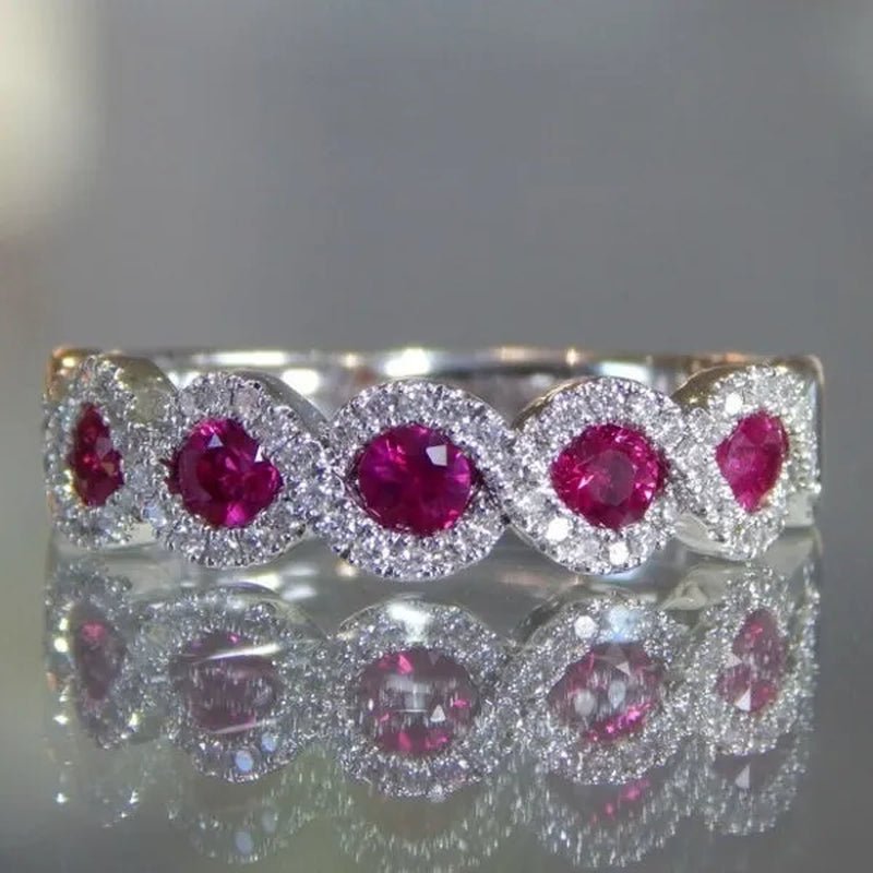 Exquisite Infinite Ruby and Zircon Ring Silver Plated Ring Eternal Bridal Wedding Wedding Ring Jewelry, Women'S, Size 4 - 11 - WORLD TIME VISITS