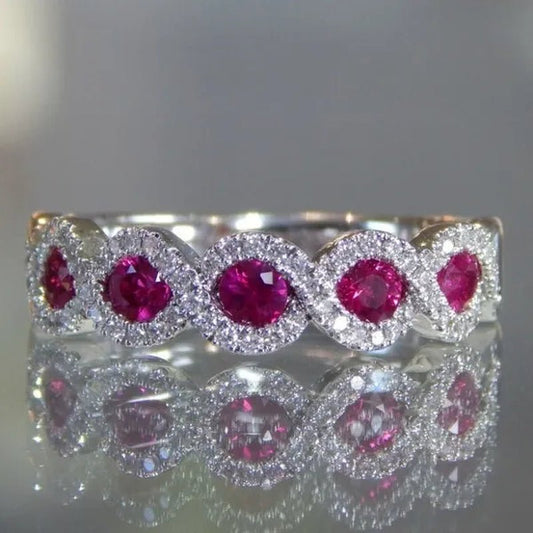 Exquisite Infinite Ruby and Zircon Ring Silver Plated Ring Eternal Bridal Wedding Wedding Ring Jewelry, Women'S, Size 4 - 11 - WORLD TIME VISITS
