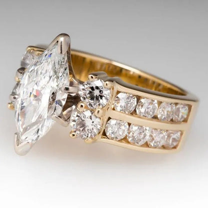 Exquisite Marquise Cut Zircon Rings for Women Engagement Rings Elegant Bridal Wedding Jewelry Gift - WORLD TIME VISITS