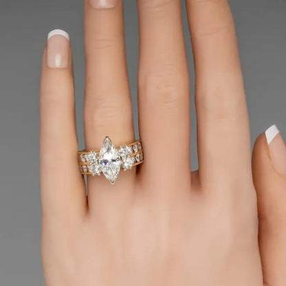 Exquisite Marquise Cut Zircon Rings for Women Engagement Rings Elegant Bridal Wedding Jewelry Gift
