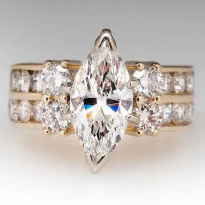 Exquisite Marquise Cut Zircon Rings for Women Engagement Rings Elegant Bridal Wedding Jewelry Gift