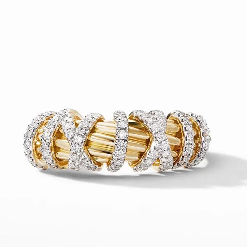 Exquisite niche charming Tree Vine Twist zirconia stong Ring Princess Romantic Gift Ring Wedding Banquet Anniversary Jewelry Gift Size 5 - 11 - WORLD TIME VISITS