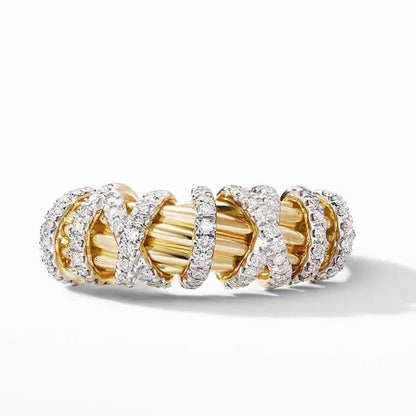 Exquisite niche charming Tree Vine Twist zirconia stong Ring Princess Romantic Gift Ring Wedding Banquet Anniversary Jewelry Gift Size 5 - 11 - WORLD TIME VISITS