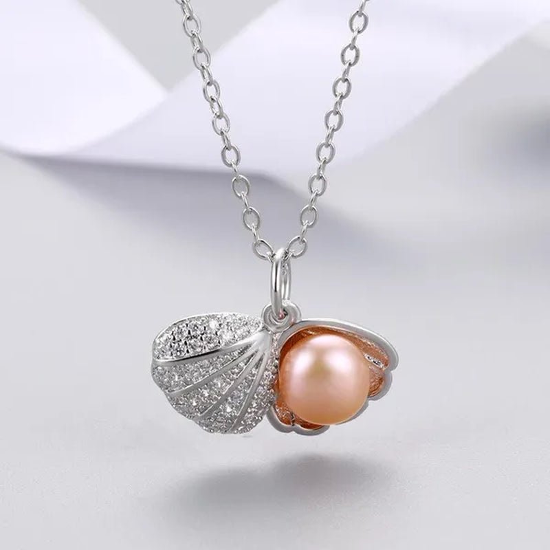 Exquisite Romantic Shell Pendant Women's Necklace Creative Fashion Faux Pearl Silver Plated Jewelry Accessories Birthday Gifts