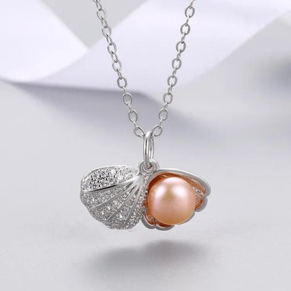 Exquisite Romantic Shell Pendant Women's Necklace Creative Fashion Faux Pearl Silver Plated Jewelry Accessories Birthday Gifts