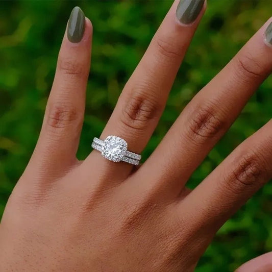 Exquisite Silver Plated round Cut White Sapphire Diamond Promise Rings Courtship Jewelry Engagement Accessories - WORLD TIME VISITS