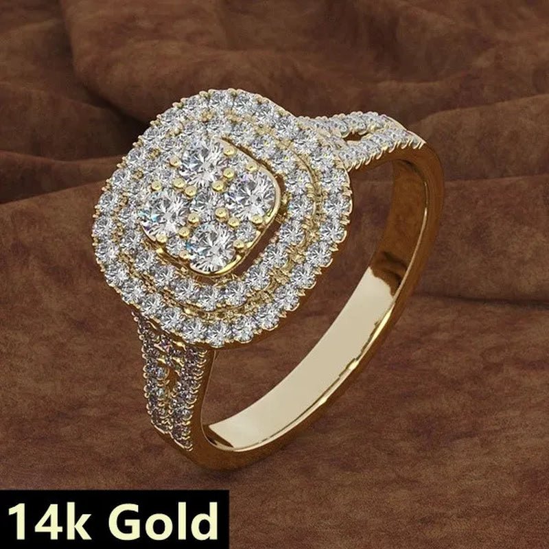 Exquisite Woman Fashion Square Inlaid Full Diamond Ring Natural White Sapphire Moissanite Diamond Ring Romantic Bridal Party Engagement Wedding Ring Anniversary Gift Jewelry Size 6 - 10 - WORLD TIME VISITS
