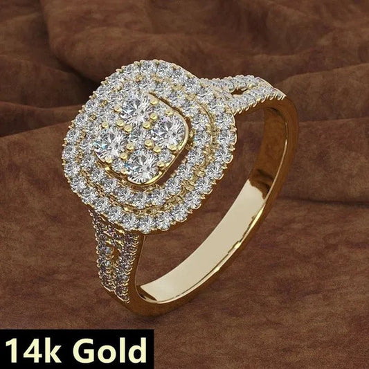 Exquisite Woman Fashion Square Inlaid Full Diamond Ring Natural White Sapphire Moissanite Diamond Ring Romantic Bridal Party Engagement Wedding Ring Anniversary Gift Jewelry Size 6 - 10 - WORLD TIME VISITS