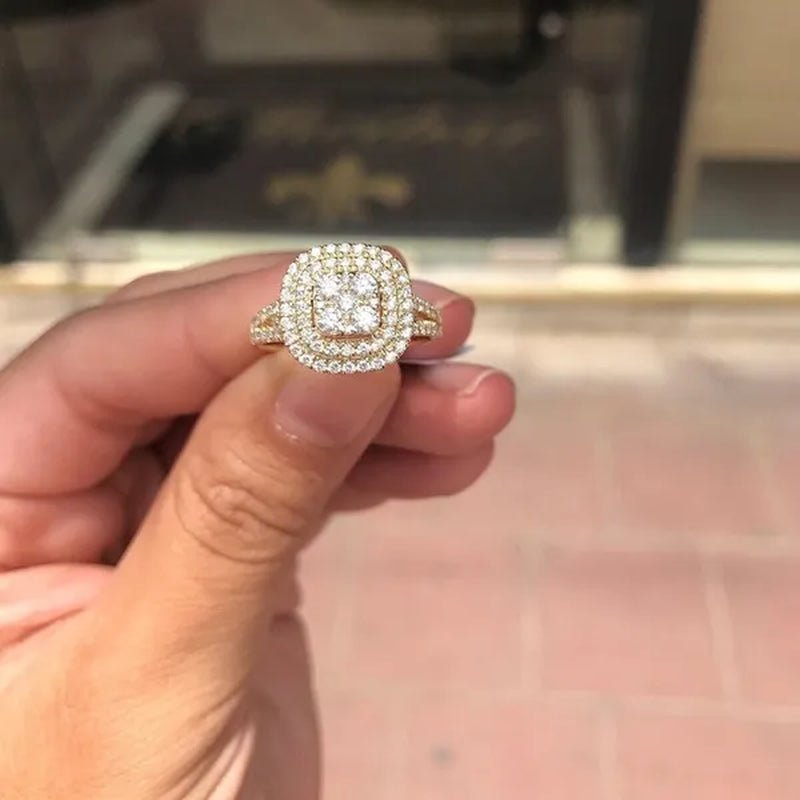 Exquisite Woman Fashion Square Inlaid Full Diamond Ring Natural White Sapphire Moissanite Diamond Ring Romantic Bridal Party Engagement Wedding Ring Anniversary Gift Jewelry Size 6 - 10 - WORLD TIME VISITS