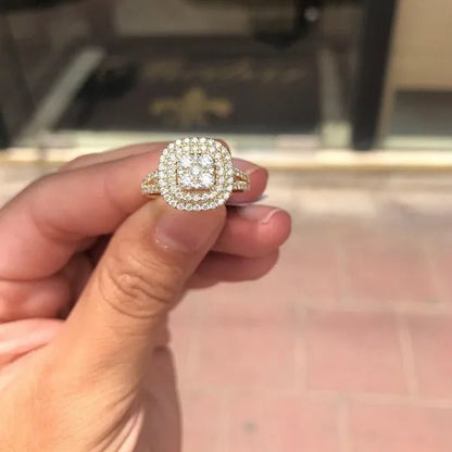 Exquisite Woman Fashion Square Inlaid Full Diamond Ring Natural White Sapphire Moissanite Diamond Ring Romantic Bridal Party Engagement Wedding Ring Anniversary Gift Jewelry Size 6 - 10 - WORLD TIME VISITS