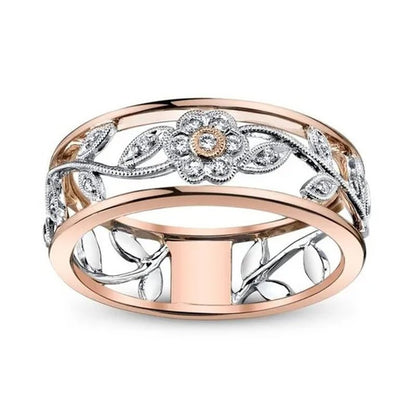 Exquisite Women Flower Lucky Vine Leaf Ring Cocktail Jewelry Proposal Gift Ring Bridal Wedding Ring Size 5 6 7 8 9 10 11 - WORLD TIME VISITS