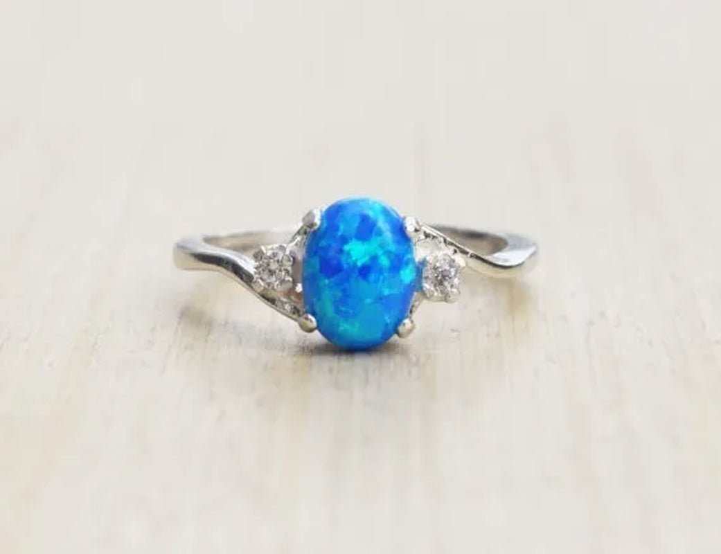 Exquisite Women wedding Jewelry Oval Cut Opal Jewelry Birthday Proposal Gift Bridal Engagement Party Band Rings Size 5 - 11