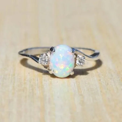 Exquisite Women wedding Jewelry Oval Cut Opal Jewelry Birthday Proposal Gift Bridal Engagement Party Band Rings Size 5 - 11 - WORLD TIME VISITS