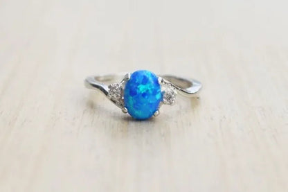 Exquisite Women wedding Jewelry Oval Cut Opal Jewelry Birthday Proposal Gift Bridal Engagement Party Band Rings Size 5 - 11