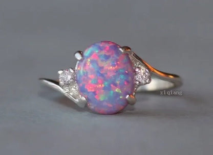 Exquisite Women wedding Jewelry Oval Cut Opal Jewelry Birthday Proposal Gift Bridal Engagement Party Band Rings Size 5 - 11 - WORLD TIME VISITS