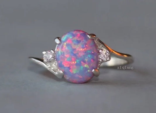 Exquisite Women wedding Jewelry Oval Cut Opal Jewelry Birthday Proposal Gift Bridal Engagement Party Band Rings Size 5 - 11 - WORLD TIME VISITS