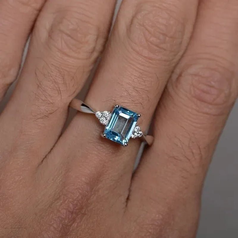Exquisite Women's 925 Sterling Silver Ring Princess Cut Mystic Rainbow Topaz Engagement Diamond Jewelry Christmas Birthday Proposal Gift Halloween Party Wedding Band Rings Size 6 - 10