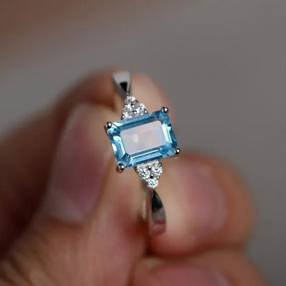 Exquisite Women's 925 Sterling Silver Ring Princess Cut Mystic Rainbow Topaz Engagement Diamond Jewelry Christmas Birthday Proposal Gift Halloween Party Wedding Band Rings Size 6 - 10