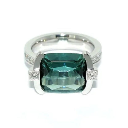Exquisite Women's 925 Sterling Silver Tsavorite Ring Princess Bride Wedding Engagement Band Jewelry Rings Size 5 - 11 - WORLD TIME VISITS