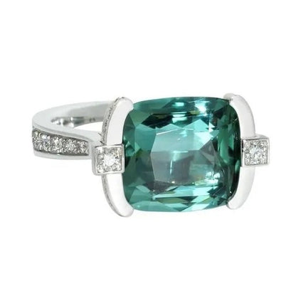 Exquisite Women's 925 Sterling Silver Tsavorite Ring Princess Bride Wedding Engagement Band Jewelry Rings Size 5-11