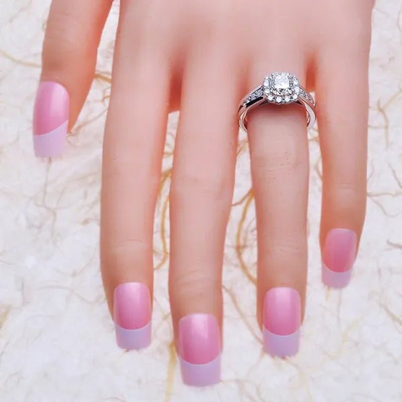 Exquisite Women'S Fashion Silver Plated Cubic Zirconia Ring Bride Romantic Wedding Engagement Anniversary Gift Jewelry