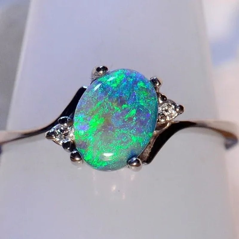 Exquisite Women's Ring Oval Cut Fire Opal Diamond Jewelry Birthday Proposal Gift Bridal Engagement Party Band Rings Size 5 - 11