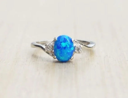 Exquisite Women's Ring Oval Cut Fire Opal Diamond Jewelry Birthday Proposal Gift Bridal Engagement Party Band Rings Size 5 - 11